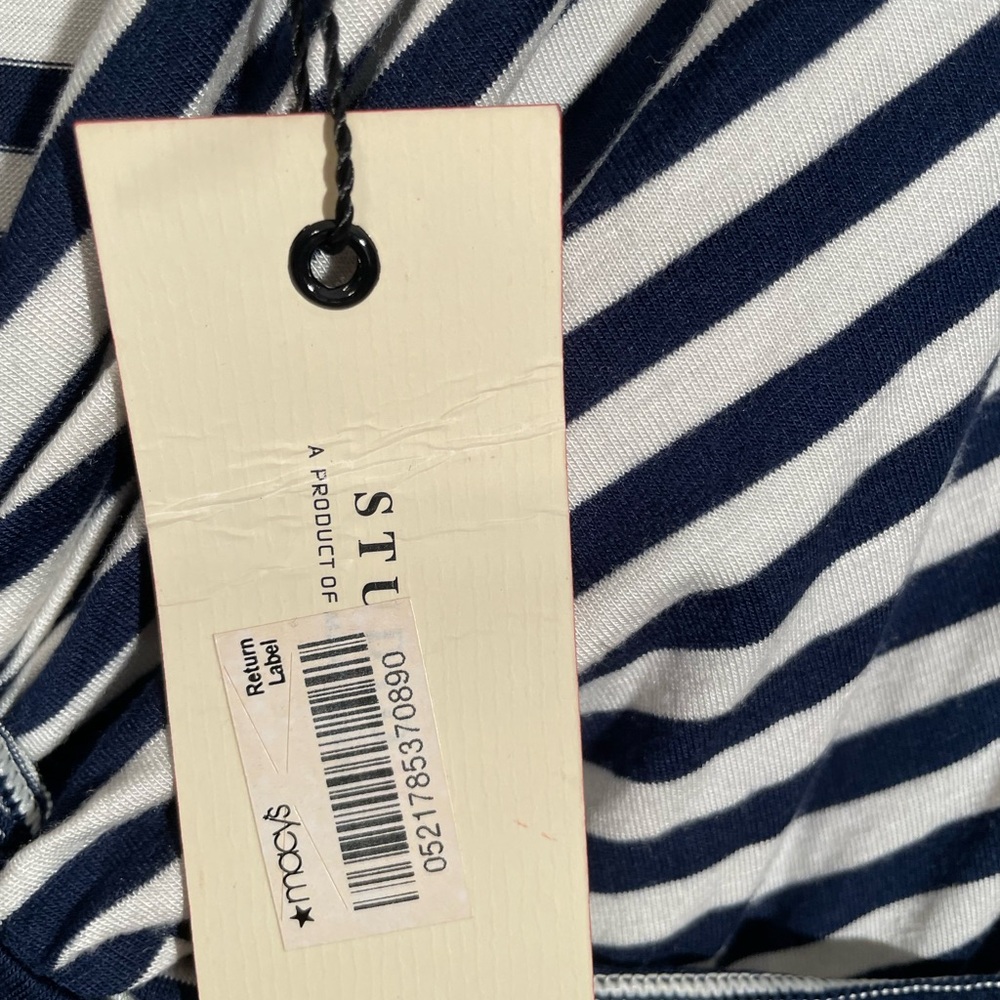 Studio M Navy and White Striped Midi Dress - Picture 3 of 12